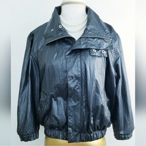 Denim Co Black Nylon Crop Windbreaker Jacket Size 12 / EU 40